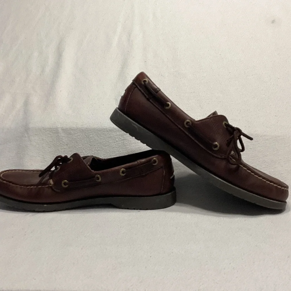Rockport Mens Brown Leather Boat Shoes Classic Moc Toe Loafers 360 Lacing